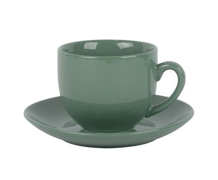Xicara e Pires Para Chá Mix And Match em Porcelana Verde Salvia | Westwing