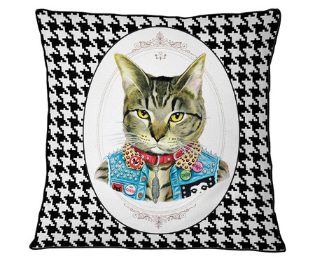 Capa de Almofada em Veludo com Vivo Gato