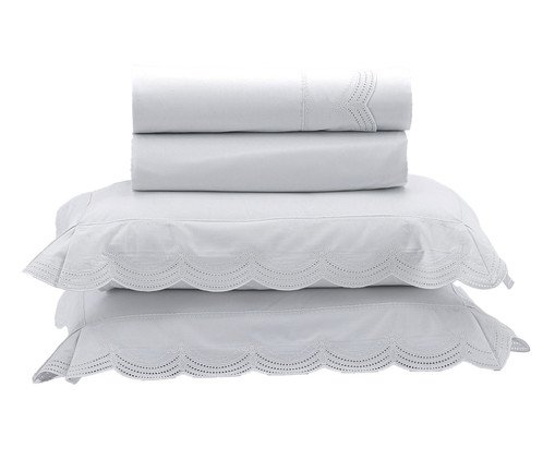 Jogo de Lençol Windsor Bordado Branco 300 Fios, white | WestwingNow