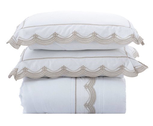 Jogo de Edredom Summer Windsor Bordado Branco Fendi 300 Fios, white | WestwingNow