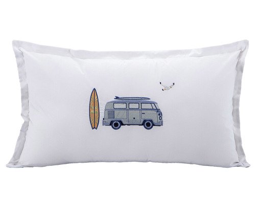 Capa de Almofada Bordada Ondas Do Surf 200 Fios, blue | WestwingNow