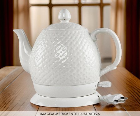 Chaleira Elétrica em Porcelana Elegance Clean Branca | Westwing