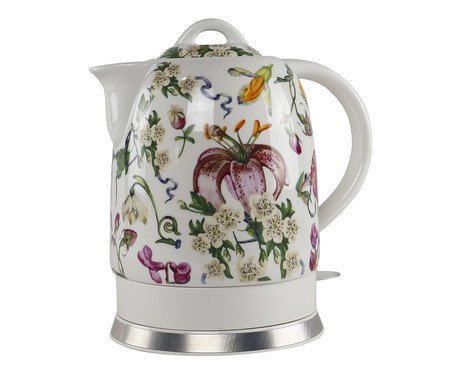 Chaleira Elétrica em Porcelana Elegance Florida Branca | Westwing