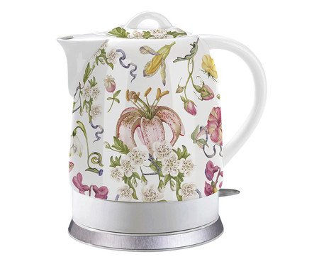 Chaleira Elétrica em Porcelana Elegance Florida Branca | Westwing