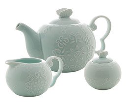 Jogo para Servir Chá em Porcelana Borboletas - Azul
