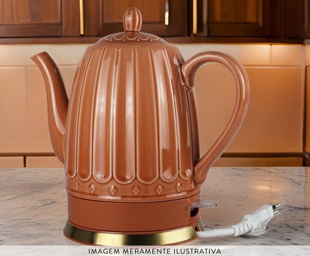 Chaleira Elétrica em Porcelana Elegance Adornada Salmão | Westwing