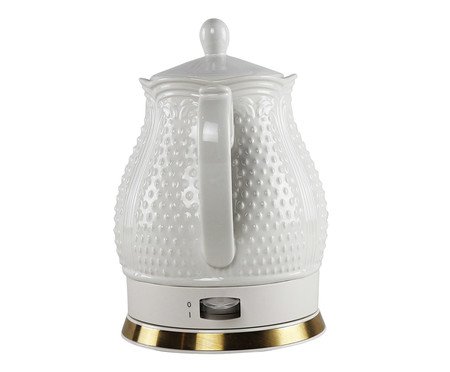 Chaleira Elétrica em Porcelana Elegance Decorada Branca | Westwing