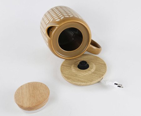 Chaleira Elétrica em Porcelana Elegance Leafs Marrom | Westwing