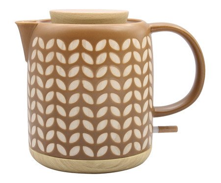 Chaleira Elétrica em Porcelana Elegance Leafs Marrom