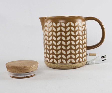 Chaleira Elétrica em Porcelana Elegance Leafs Marrom | Westwing