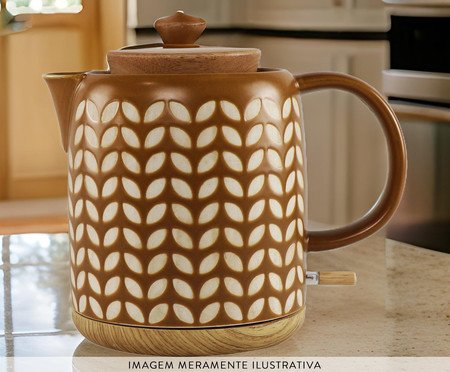 Chaleira Elétrica em Porcelana Elegance Leafs Marrom | Westwing