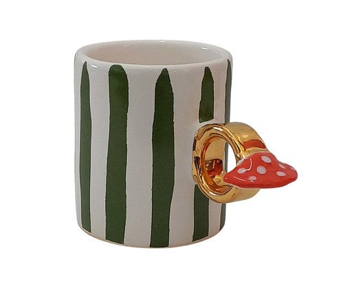 Caneca Mushroom Gold Listrado Verde, white | WestwingNow