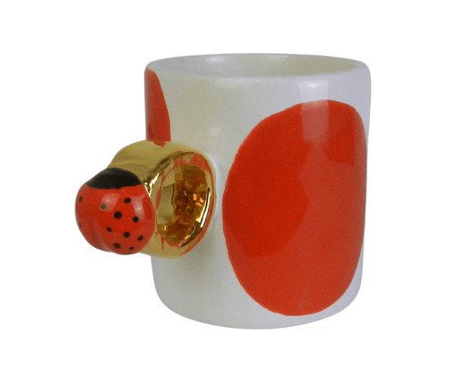Caneca Lady Gold Art com Bolas Vermelhas, white | WestwingNow