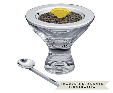 Jogo de Porta Caviar em Aço Inox Vega - Prata | WestwingNow