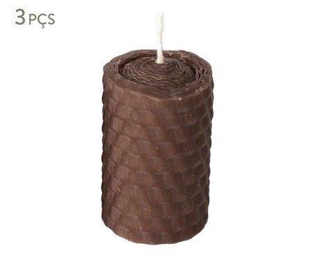 Conjunto de Vela Favo Marrom - 4 cm | Westwing