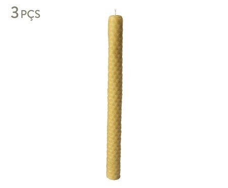 Conjunto de Vela Favo Natural - 20 cm | Westwing