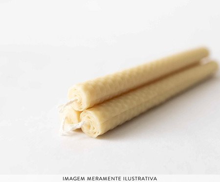 Conjunto de Vela Favo Off-White - 20 cm | Westwing