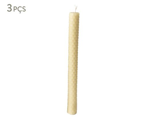 Conjunto de Vela Favo Off-White - 20 cm, Off White | WestwingNow