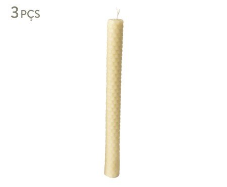 Conjunto de Vela Favo Off-White - 20 cm | Westwing