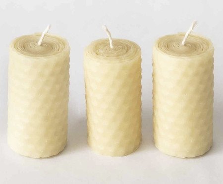 Conjunto de Vela Favo Off-White - 4 cm | Westwing