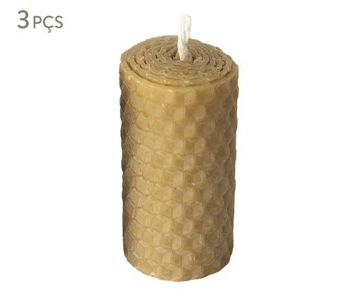 Conjunto de Vela Favo Natural - 4 cm, Natural | WestwingNow