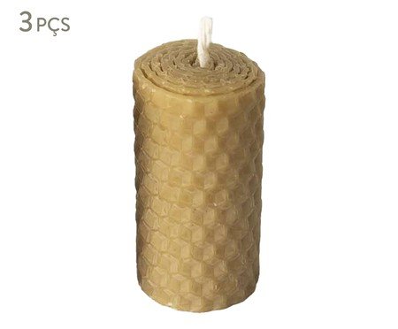 Conjunto de Vela Favo Natural - 4 cm | Westwing