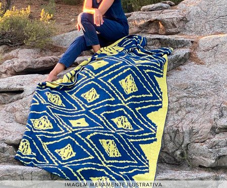 Manta Olho da Curica Classic Blue Amarelo | Westwing