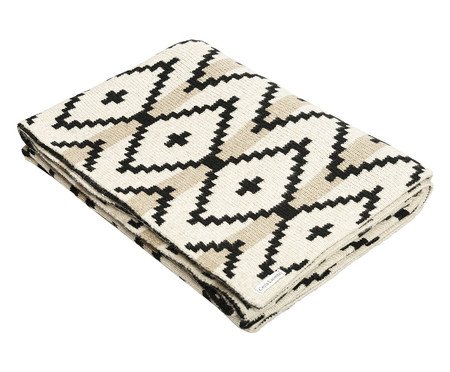 Manta Chevron Papiro Linho Preto | Westwing