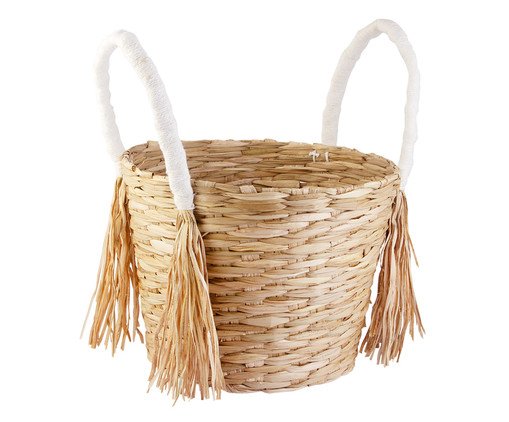 Cachepot com Alça e Franja Nadi Off-white, Natural | WestwingNow