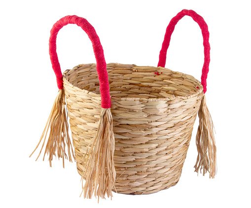 Cachepot Com Alça e Franja Nadi Magenta, Natural | WestwingNow