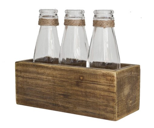 Jogo de Garrafas Decorativas com Suporte Janis Three Lay, brown | WestwingNow