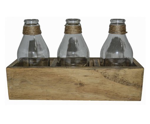 Jogo de Garrafas Decorativas com Suporte Janis Three Tray, brown | WestwingNow