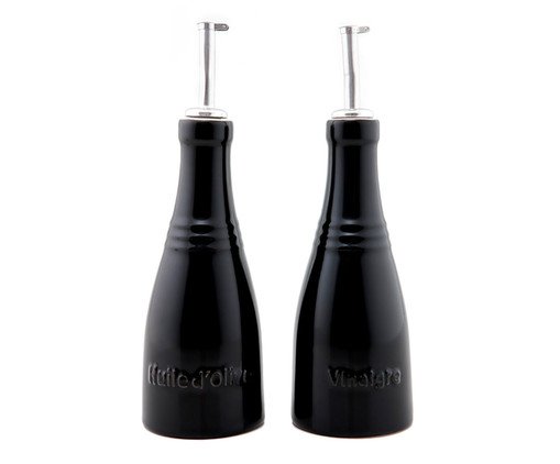 Jogo de Azeiteiro e Vinagreiro Black Onyx - 240ml, black | WestwingNow