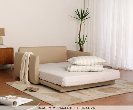 Sofá Cama Nuit 2 Lugares  Linho Cinza | Westwing