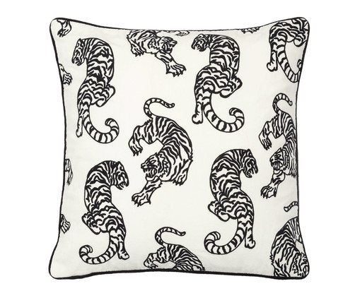 Capa de Almofada Bordado de Tigre Branca, white | WestwingNow