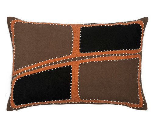 Capa de Almofada Etinica Pachwork Poa Bordada Terrosa, Terracotta | WestwingNow