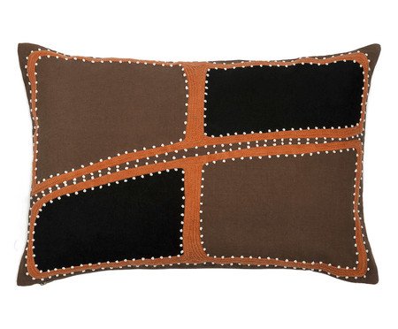 Capa de Almofada Etinica Pachwork Poa Bordada Terrosa | Westwing