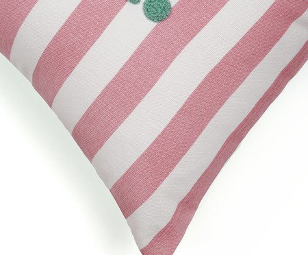 Capa de Almofada Listrada com Bordado Ciao Bella Verde | Westwing
