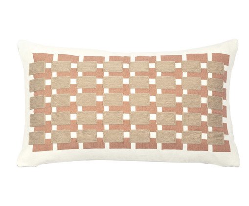 Capa de Almofada com Bordado Geométrico Areia, beige | WestwingNow
