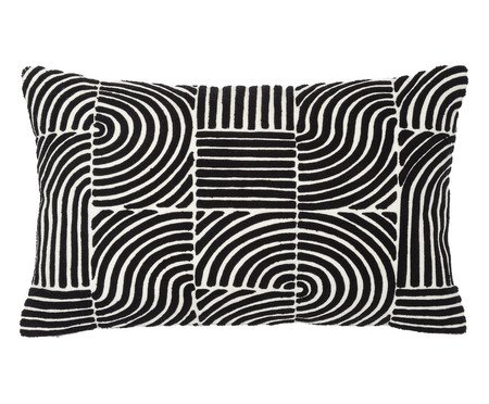 Capa de Almofada Bordado Geométrico Preta e Branca | Westwing