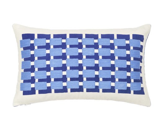 Capa de Almofada com Bordado Geométrico Azul, blue | WestwingNow
