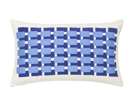 Capa de Almofada com Bordado Geométrico Azul | Westwing