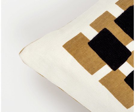 Capa de Almofada com Bordado Geométrico Mostarda | Westwing