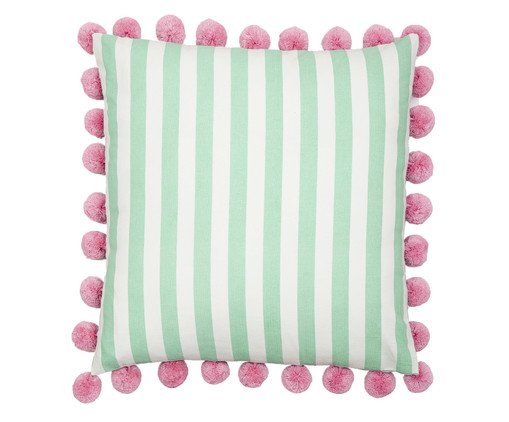 Capa de Almofada Listrada Pompom Rosa e Verde, green | WestwingNow