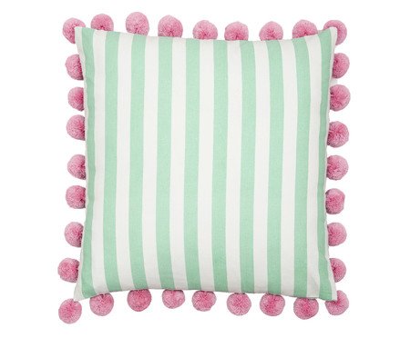 Capa de Almofada Listrada Pompom Rosa e Verde | Westwing