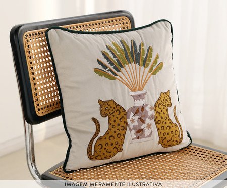 Capa de Almofada Bordada com Cordonê Oncinhas Off-White | Westwing