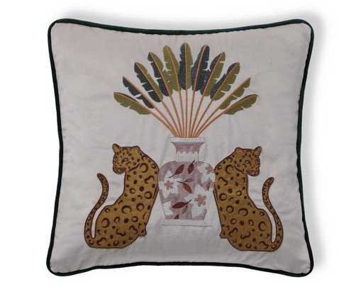 Capa de Almofada Bordada com Cordonê Oncinhas Off-White, Off White | WestwingNow