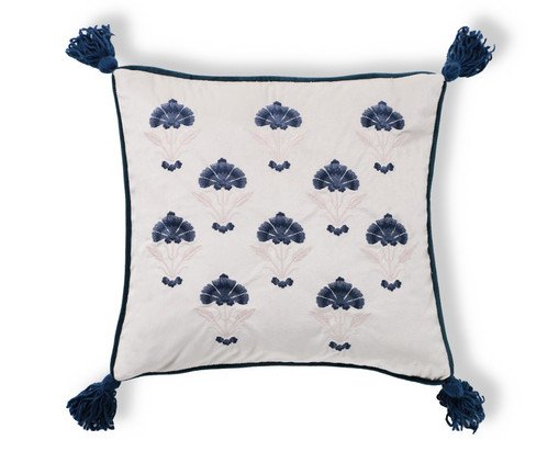 Capa de Almofada Bordada com Tassels Bali Off-White, Off White | WestwingNow