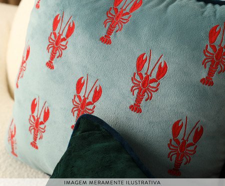 Capa de Almofada Bordada com Cordonê Lagostas Azul Claro | Westwing