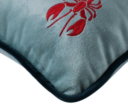 Capa de Almofada Bordada com Cordonê Lagostas Azul Claro | Westwing